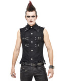 Devil Fashion Mens Apocalyptic Goth Punk Cut Off Biker Waistcoat Vest Top Black