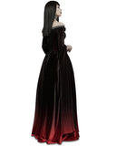 Punk Rave Womens Gothic Gradient Velvet Wedding Dress - Black & Red