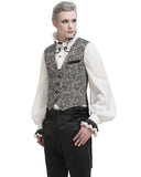 Devil Fashion Mens Gothic Aristocrat Jacquard Tailed Waistcoat - Black & Grey