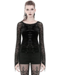 Dark In Love Diascia Gothic Velvet Top - Skull Cameo Mesh