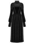 Punk Rave Womens Gothic Lace Applique Velvet Mourning Dress