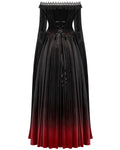 Punk Rave Womens Gothic Gradient Velvet Wedding Dress - Black & Red