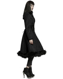 Punk Rave Womens Gothic Lace Applique Velvet Maxi Coat