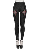 Devil Fashion Infernia Womens Gothic Lace Up Leggings - Black & Red - Black & Red