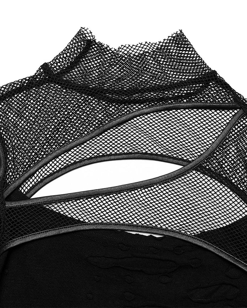 Punk Rave Womens Apocalyptic Punk Broken Knit & Fishnet Top – Violent ...