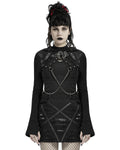 Punk Rave Serpentine Womens Cyberpunk Hooded Bolero - Black