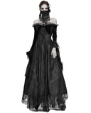 Devil Fashion Covetous Nature Womens Long Gothic Ballgown Wedding Dress - Black Velvet & Lace
