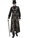 Devil Fashion Cavalier Mens Sleeveless Coat - Black & Gold