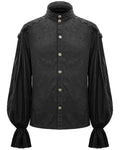 Devil Fashion Ellisandor Mens Gothic Poet Shirt - Black