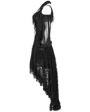 Punk Rave Decadent Gothic Floral Lace Hi Low Dress