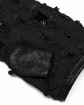 Punk Rave Mens Apocalyptic Punk Shredded Denim & Mesh Studded Fingerless Gloves