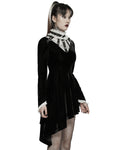 Punk Rave Womens Gothic Asymmetric Velvet Evening Dress - Black & White