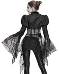 Devil Fashion Ascension Womens Gothic Jacquard & Lace Tailcoat Jacket