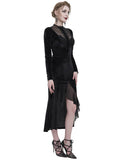 Eva Lady Womens Dark Gothic Beaded Evening Dress - Black Velvet