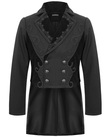 Devil Fashion Stokerton Mens Regency Gothic Tailcoat Jacket - Black
