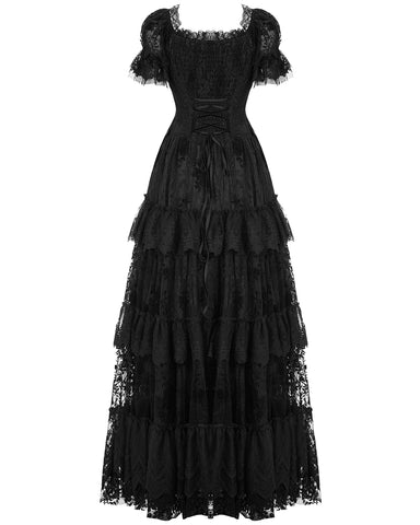 Punk Rave Dark Decadence Flocked Lace Gothic Wedding Dress - Black Violent Delights Punk Rave Dark Decadence Flocked Lace Gothic Wedding Dress - Black Violent Delights