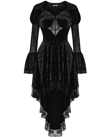 Dark In Love Gothic Spider Queen Velveteen Dovetail Dress
