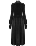 Punk Rave Womens Gothic Lace Applique Velvet Mourning Dress