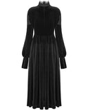 Punk Rave Womens Gothic Lace Applique Velvet Mourning Dress