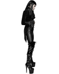 Devil Fashion Athanasius Womens Gothic Tailcoat Jacket - Black Damask