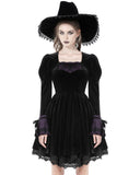 Dark In Love Gothic Witch Crescent Moon Lolita Dress - Black & Purple