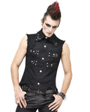 Devil Fashion Mens Apocalyptic Goth Punk Cut Off Biker Waistcoat Vest Top Black