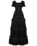 Punk Rave Dark Decadence Flocked Lace Gothic Wedding Dress - Black