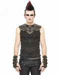 Devil Fashion Corruption Chamber Mens Apocalyptic Armoured Tank Top - Brown
