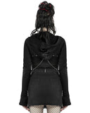 Punk Rave Serpentine Womens Cyberpunk Hooded Bolero - Black