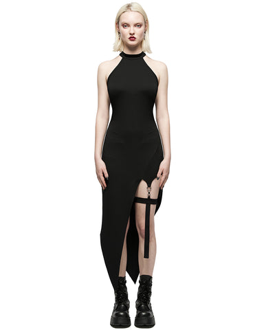 Punk Rave Daily Life Casual Gothic Side Split Suspender Strap Dress