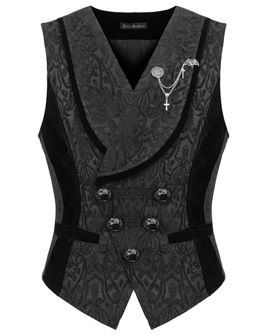 Devil Fashion Mens Gothic Aristocrat Waistcoat Vest - Black