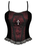 Dark In Love Gothic Crucifix Punk Cobweb Corset Vest - Black & Red