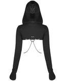 Punk Rave Serpentine Womens Cyberpunk Hooded Bolero - Black