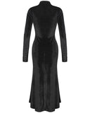 Eva Lady Womens Dark Gothic Beaded Evening Dress - Black Velvet