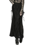 Punk Rave Womens Apocalyptic Gothic Witch Shredded Split Hem Maxi Skirt