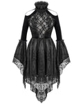 Eva Lady Arabella's Conflict Womens Beaded Gothic Mini Dress - Black Velvet & Lace