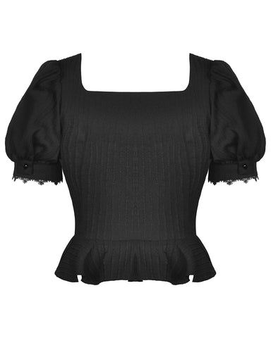 Dark In Love Steampunk Lolita Ribbon Lacing Off Shoulder Blouse