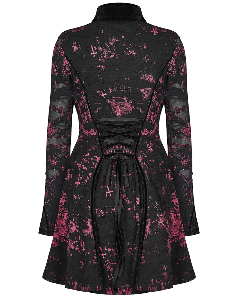 Pink Rover Dress Punk Rave Womens Corrosion Shredded Apocalyptic Punk Dress Black & Red ...