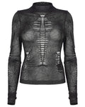 Punk Rave Arachnaphilia Womens Shredded Mesh Top - Black