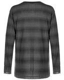 Punk Rave Mens Dark Punk Striped Knit Sweater Top - Black & Grey