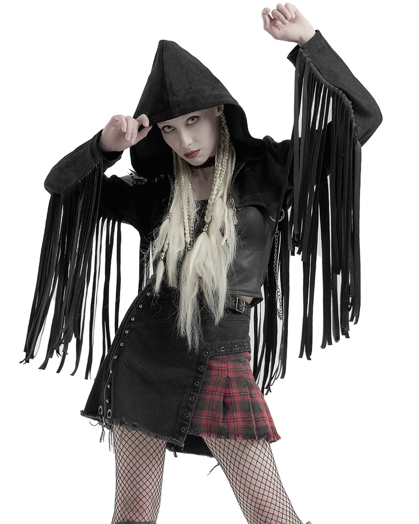 Crop Rave Jacket Punk Rave Stormrider Womens Apocalyptic Hooded Cropped Biker Jacket ...