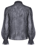 Punk Rave Mens Gothic Embossed Chiffon Dress Shirt - Grey