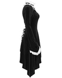 Punk Rave Womens Gothic Asymmetric Velvet Evening Dress - Black & White