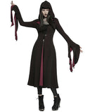 Punk Rave Womens Gothic Lace Applique Cloak Jacket - Black & Red - Extended Size Range