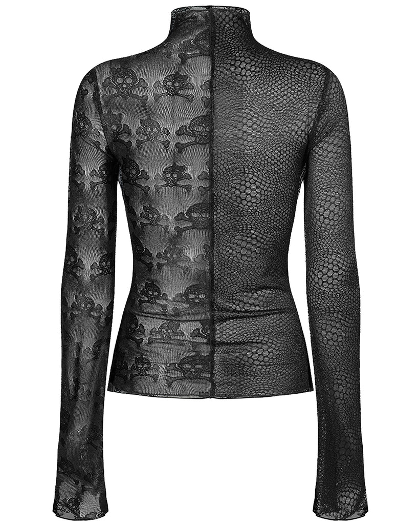 Punk Rave Womens Gothic Split Sheer Skull Mesh Top – Violent Delights
