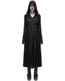 Punk Rave Womens Dark Gothic Cutout Applique Jacquard Hooded Cloak Jacket