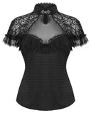 Eva Lady Womens Dark Gothic Lolita Lace Ruffle Top