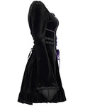 Pyon Pyon Womens Gothic Harlequin Velvet Dress - Black & Purple