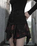 Punk Rave Baccara Rose Womens Gothic Mini Skirt - Black & Red