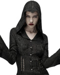 Punk Rave Womens Dark Gothic Cutout Applique Jacquard Hooded Cloak Jacket